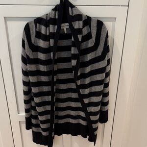 Joie Black and Gray Striped Cashmere Cardigan